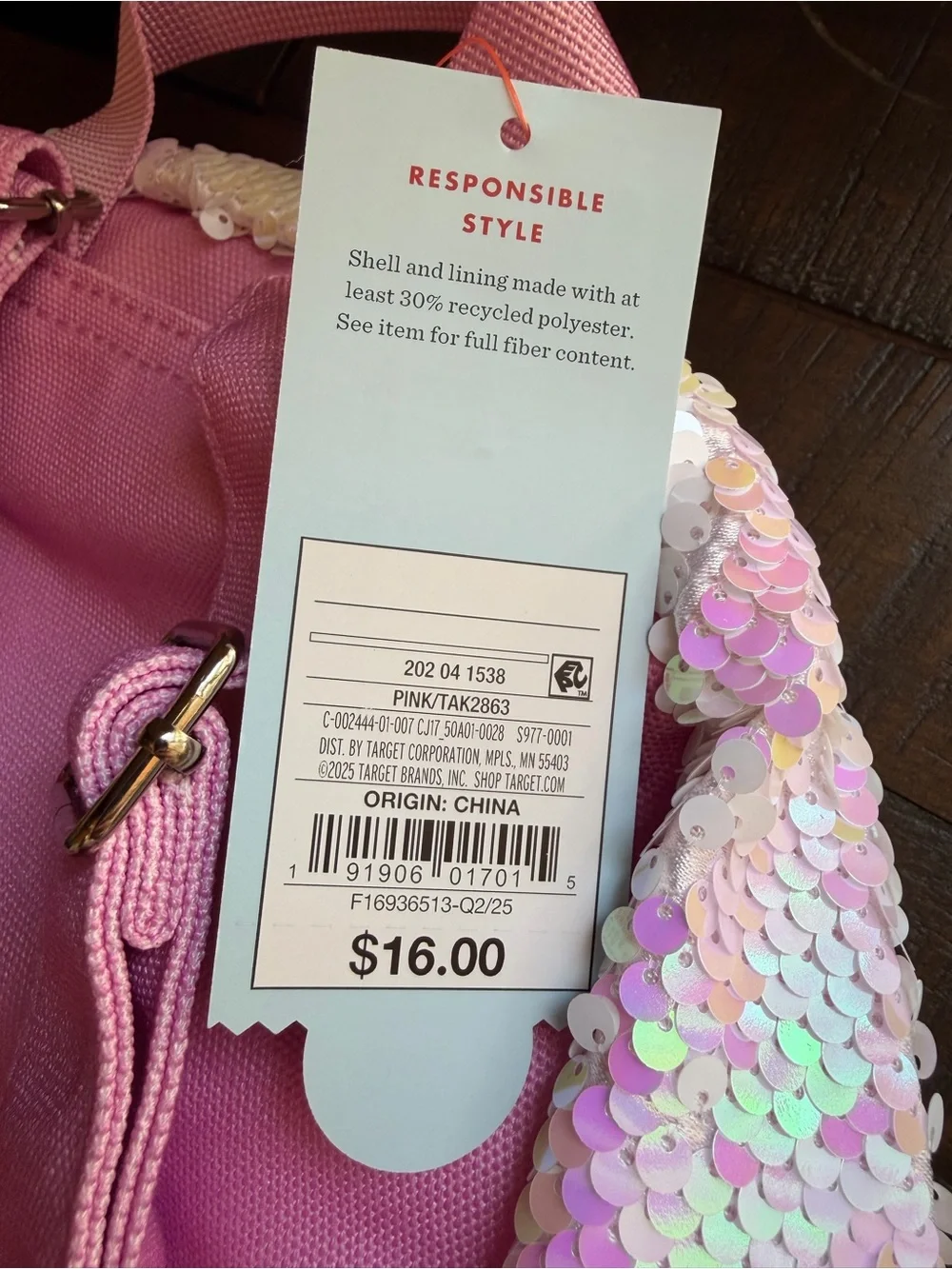 NEW with tags!!!! Cat & Jack Pink llama Sequin Backpack
